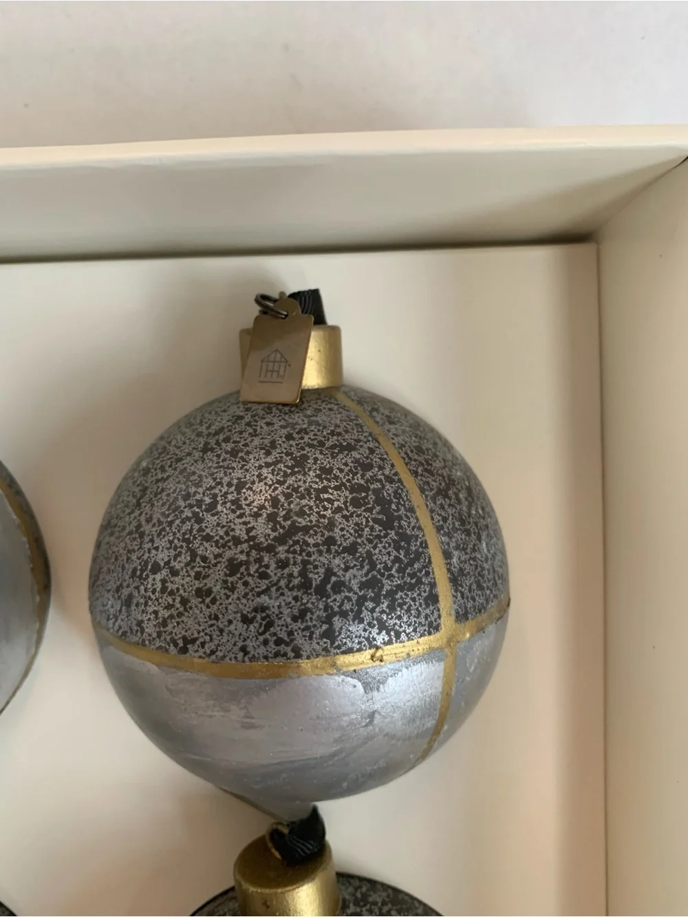Hearth & Hand w/Magnolia Galvanized Ornament Set 4 Christmas Balls NIB